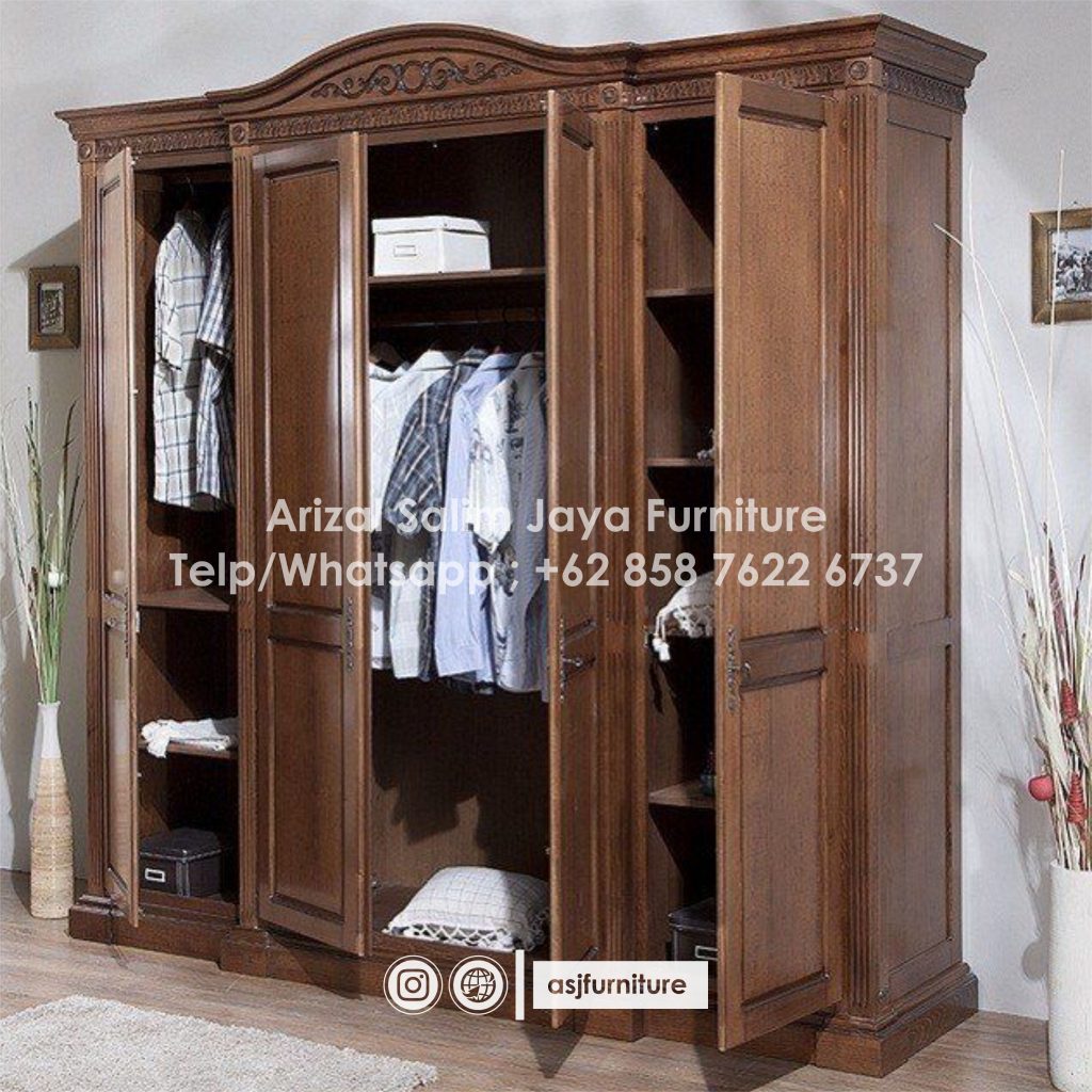 Lemari Pakaian Jati Minimalis 4 Pintu