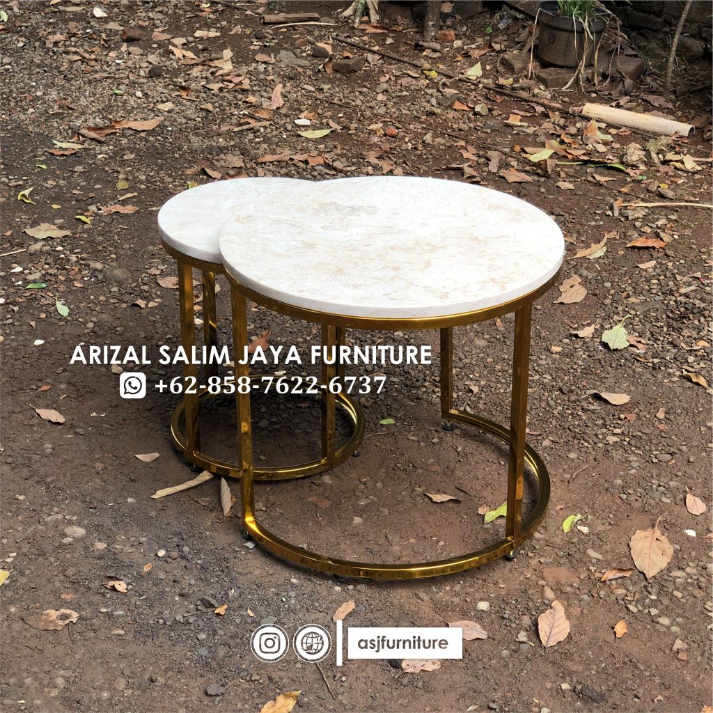 Meja Marmer Stainless Bulat