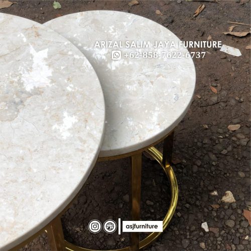 Meja Marmer Stainless Bulat Meja Marmer Stainless Bulat