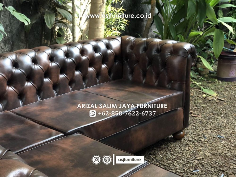 Sofa Tamu Sudut Chesterfield