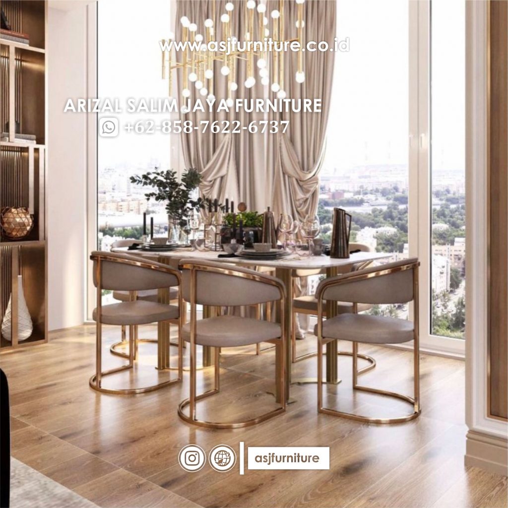Meja Makan Stainless Modern Mewah