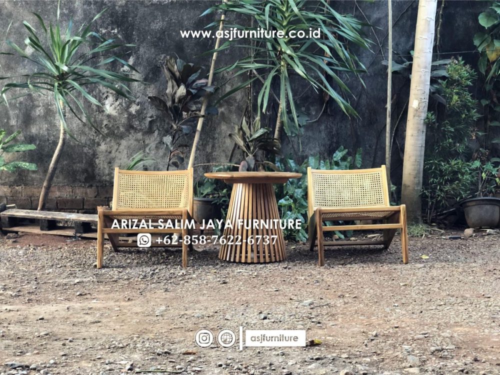 Set Kursi Teras Jati Rotan Klasik