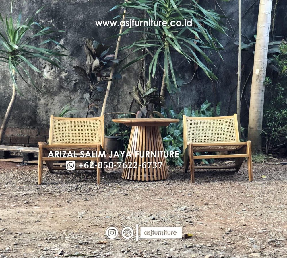 Set Kursi Teras Jati Rotan Klasik