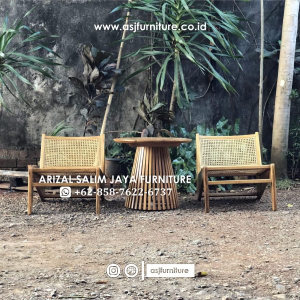 Set Kursi Teras Jati Rotan Klasik