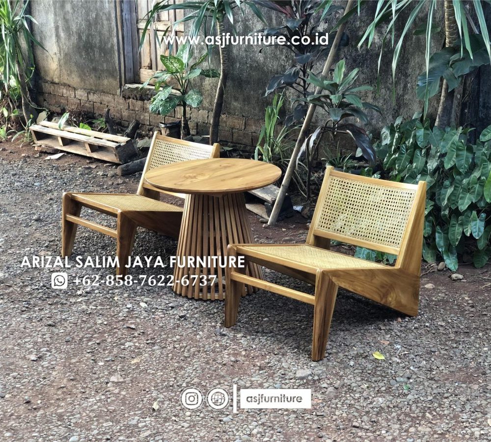 Set Kursi Teras Jati Rotan Klasik