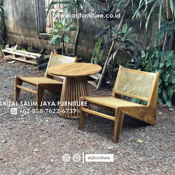 Set Kursi Teras Jati Rotan Klasik