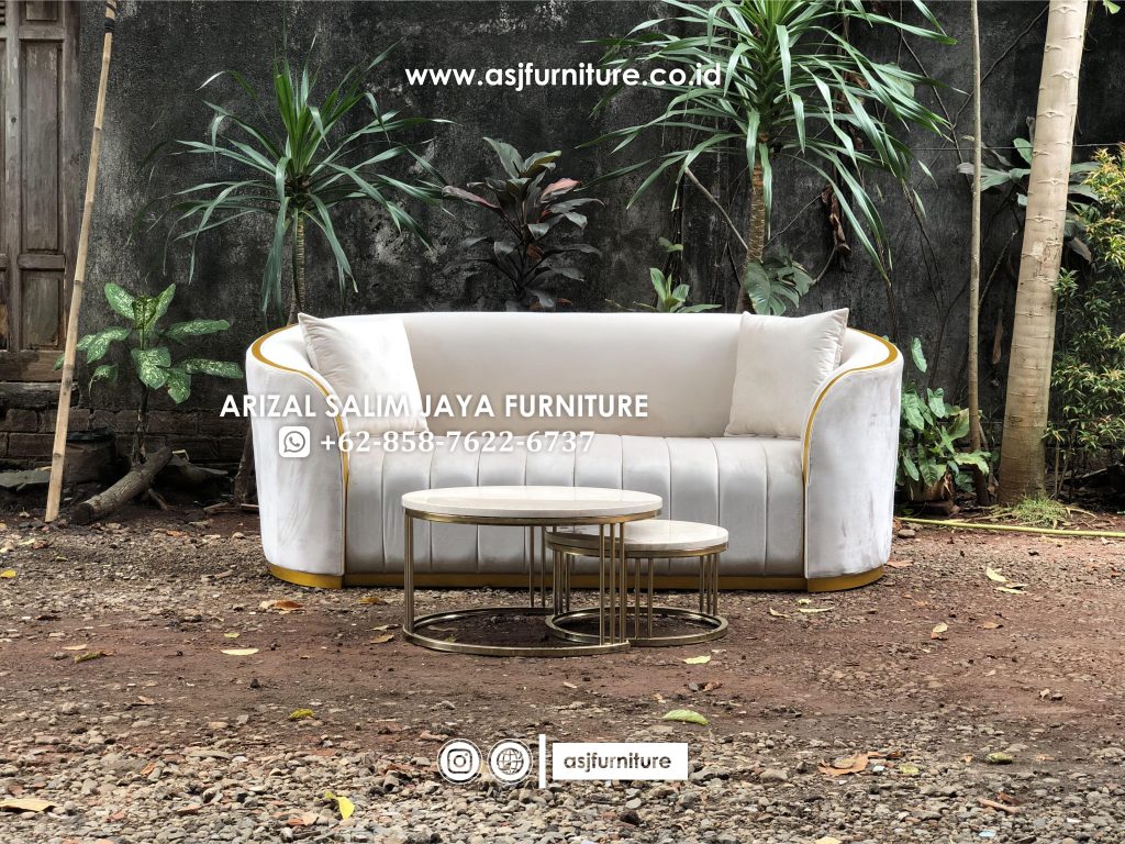 Set Sofa Tamu Modern Meja Stainless