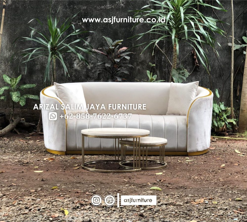 Set Sofa Tamu Modern Meja Stainless