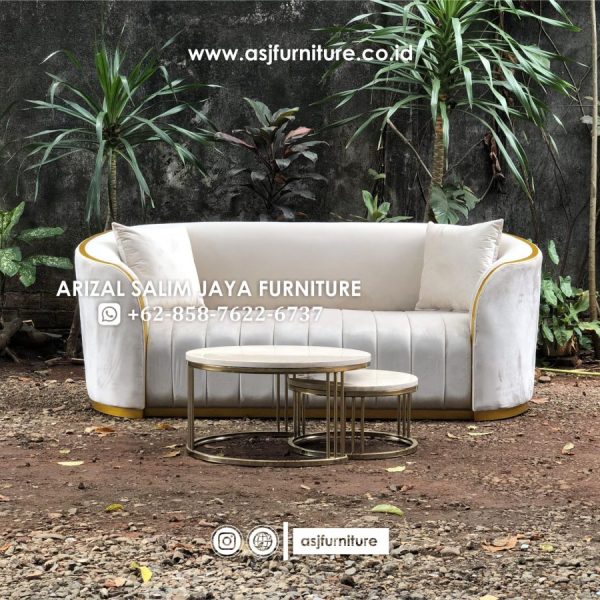 Set Sofa Tamu Modern Meja Stainless