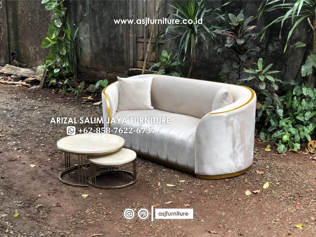 Set Sofa Tamu Modern Meja Stainless
