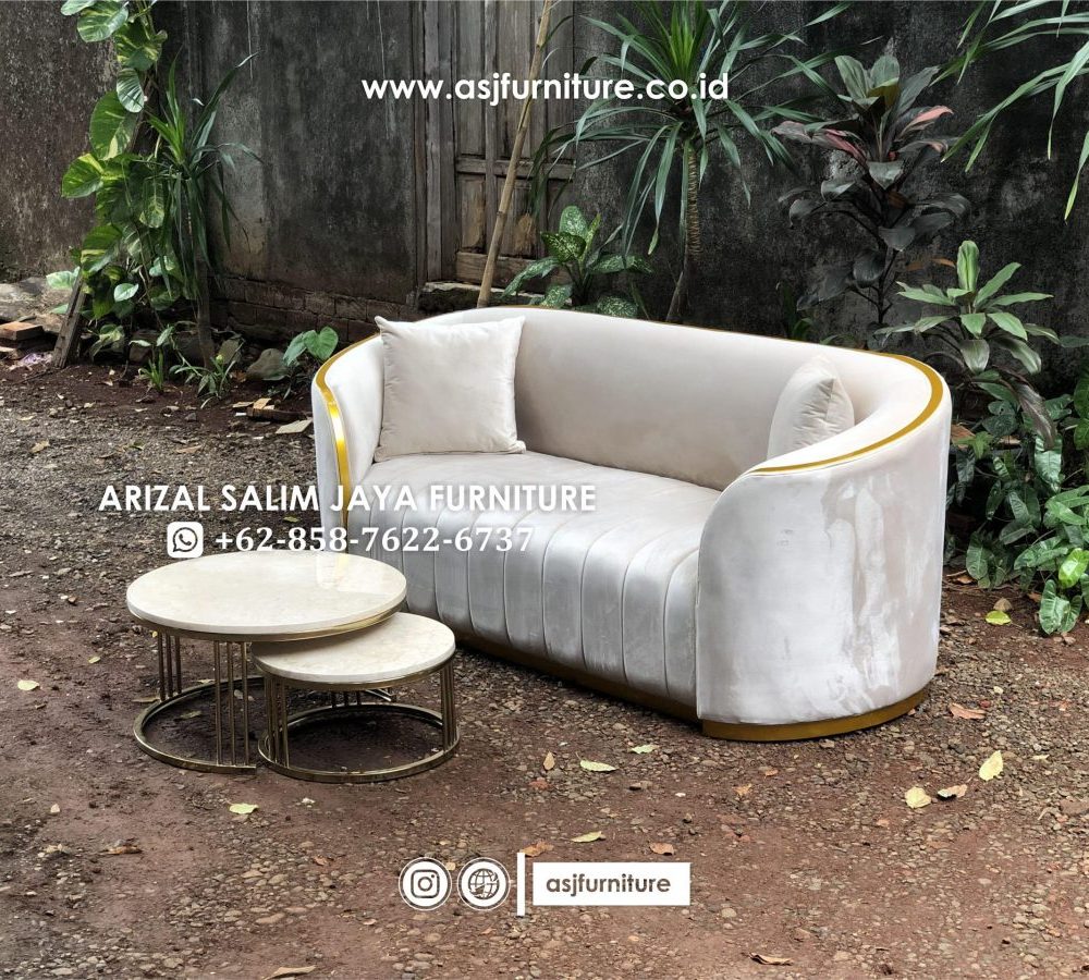 Set Sofa Tamu Modern Meja Stainless