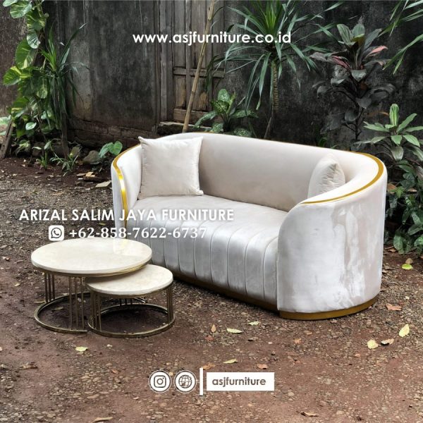 Set Sofa Tamu Modern Meja Stainless