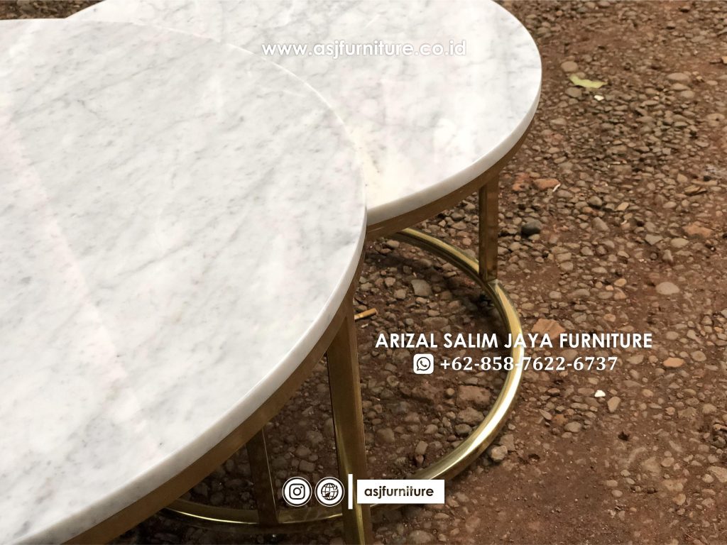 Meja Tamu Stainless Marmer Carrara