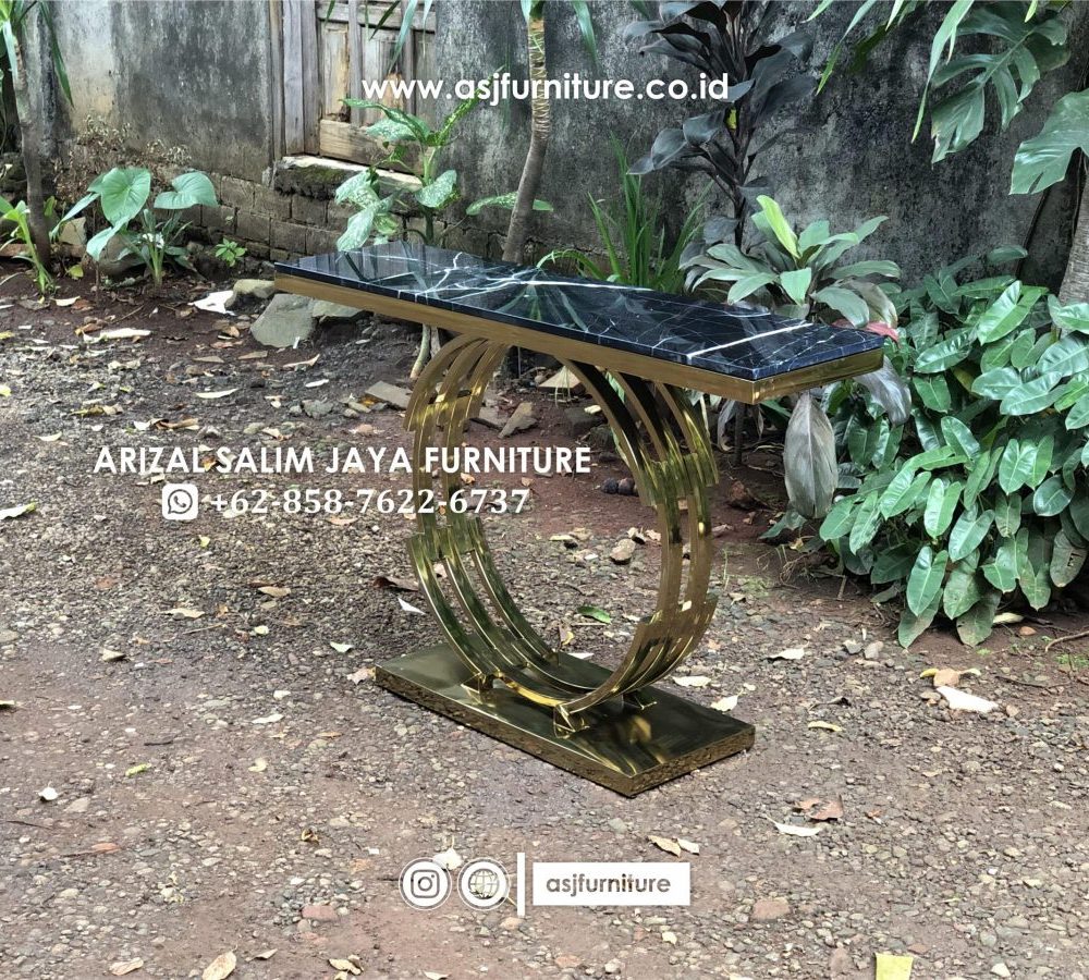 Meja Foyer Stainless Marmer Hitam