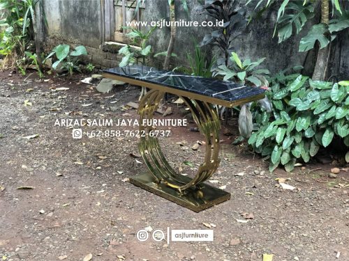 Meja Foyer Stainless Marmer Hitam