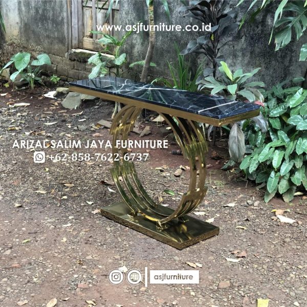 Meja Foyer Stainless Marmer Hitam