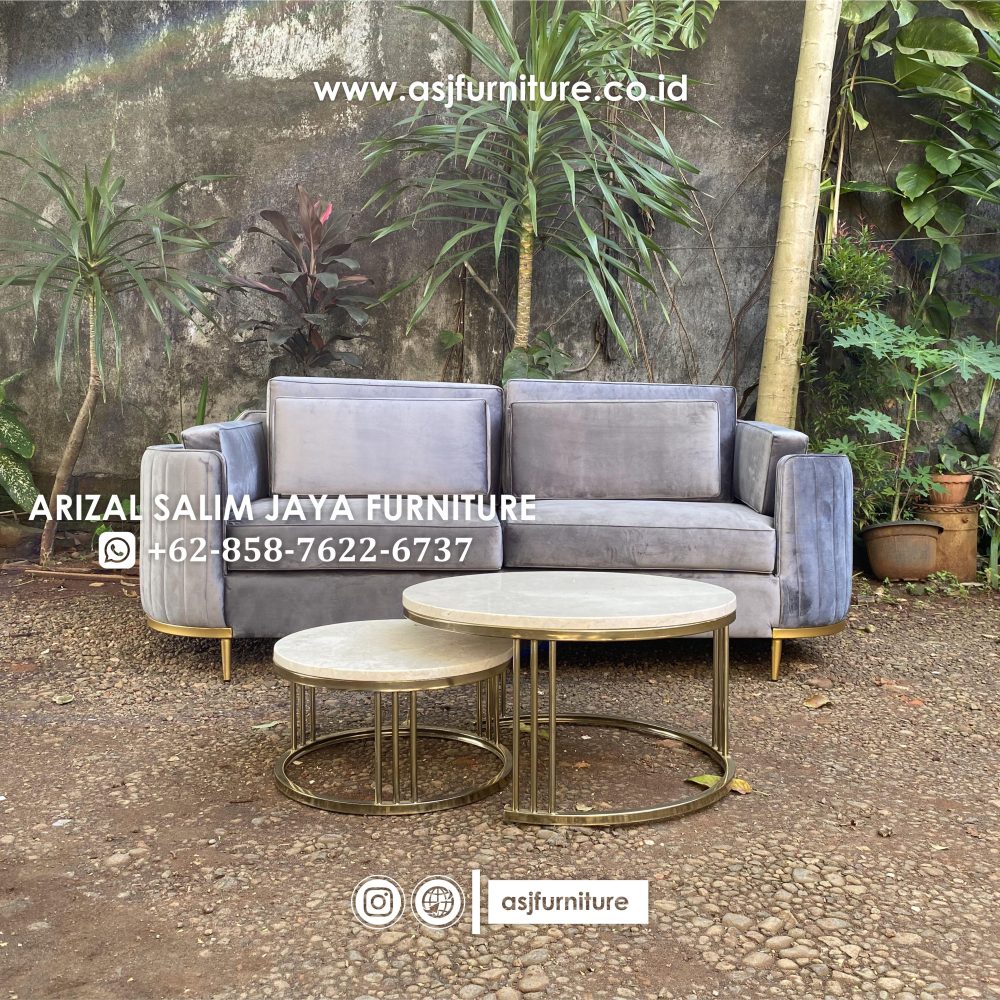 Set Sofa Tamu Modern Meja Stainless