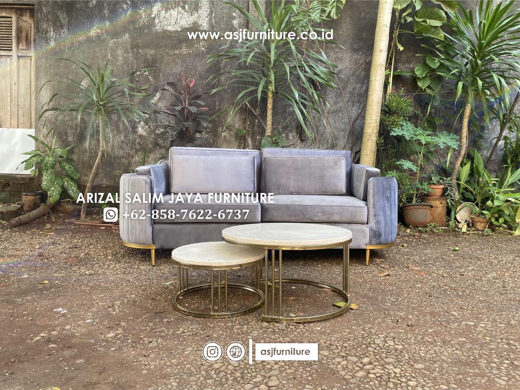 Set Sofa Tamu Modern Meja Stainless