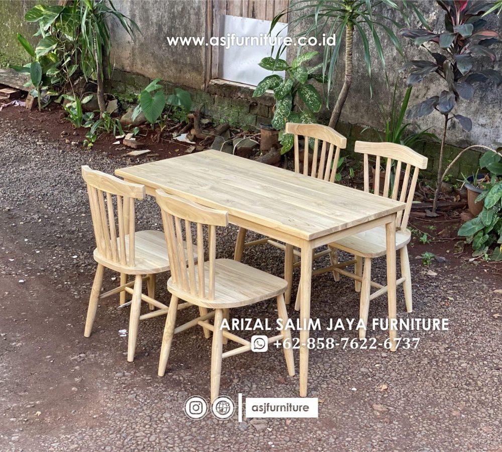 Set Meja Makan Jati Shabby