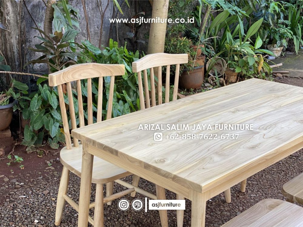 Set Meja Makan Jati Shabby