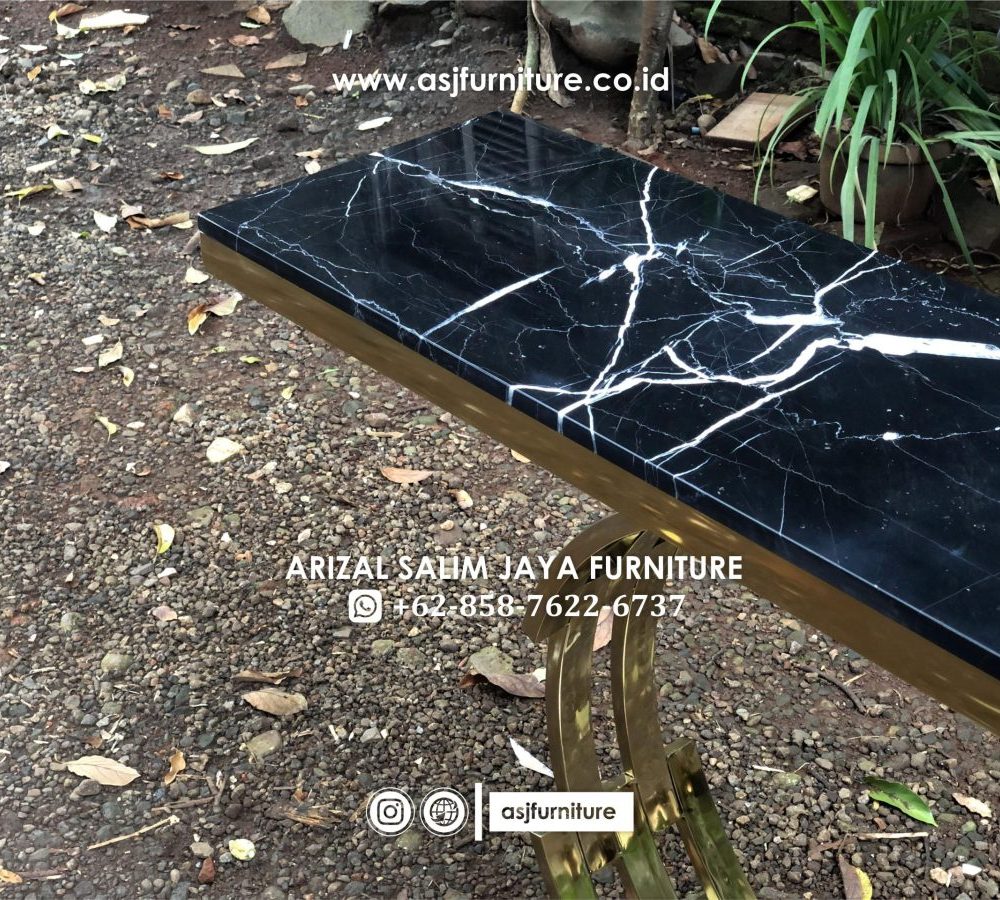 Meja Foyer Stainless Marmer Hitam