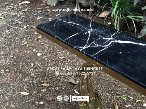 Meja Foyer Stainless Marmer Hitam