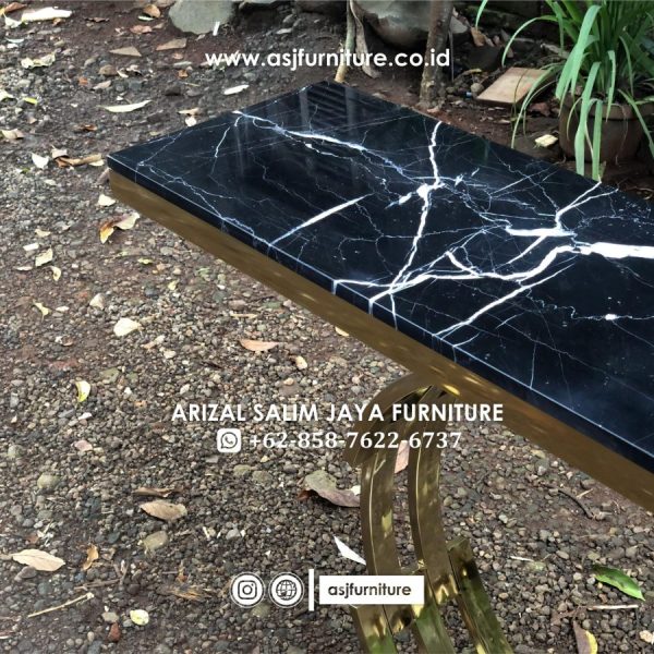 Meja Foyer Stainless Marmer Hitam