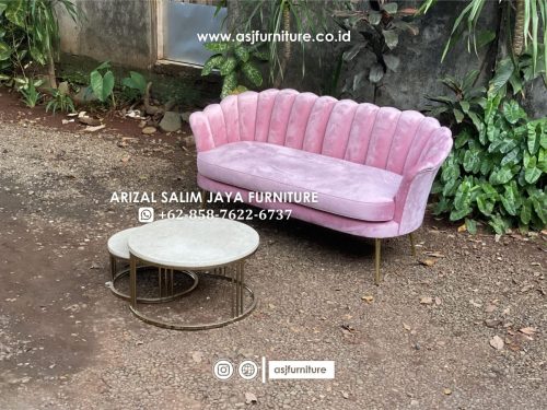 Set Kursi Kerang Pink Kaki Meja Stainless Marmer Set Kursi Kerang Pink Kaki Meja Stainless Marmer