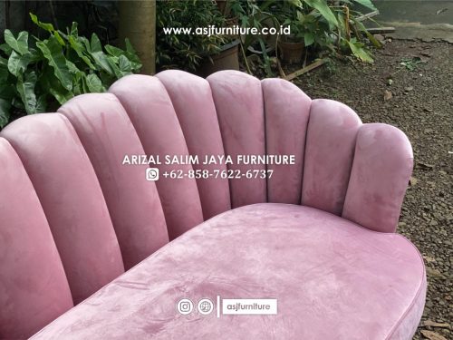 Set Kursi Kerang Pink Kaki Meja Stainless Marmer Set Kursi Kerang Pink Kaki Meja Stainless Marmer
