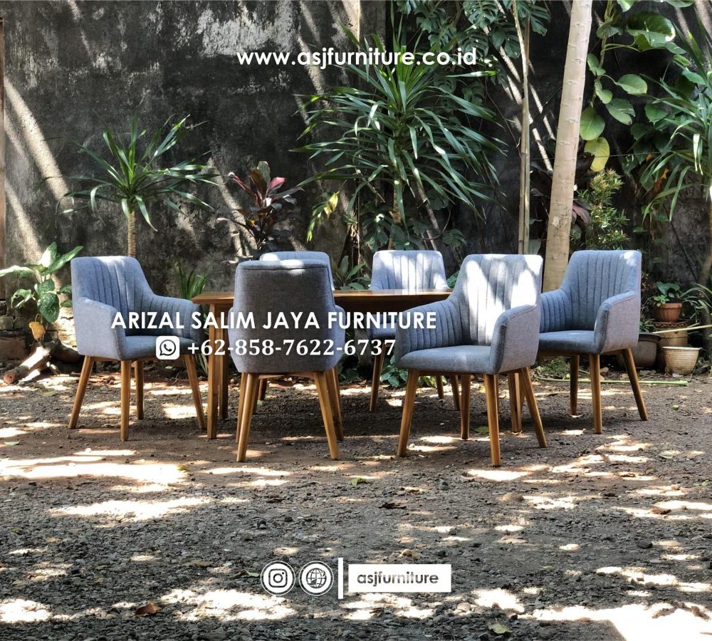 Set Meja Makan Jati Kursi 6 Minimalis