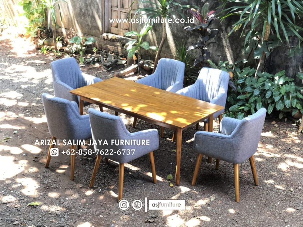 Meja Makan Jati Modern Kursi 6