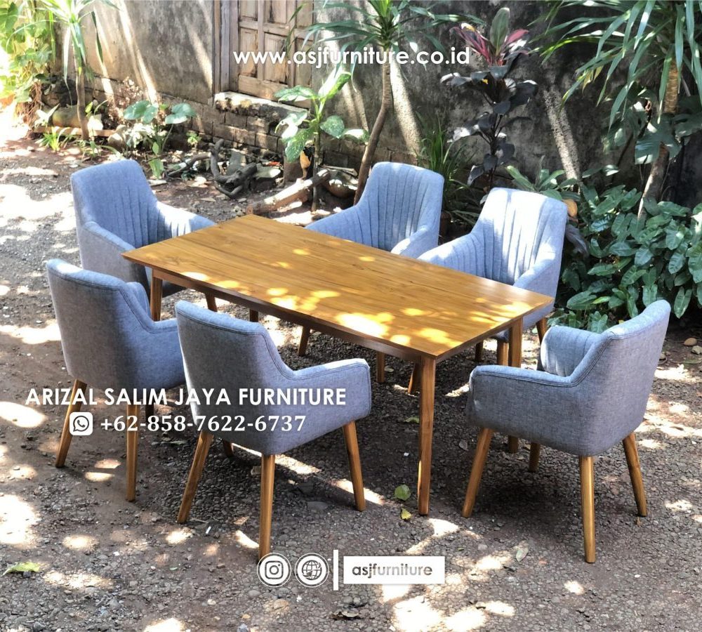 Meja Makan Jati Modern Kursi 6