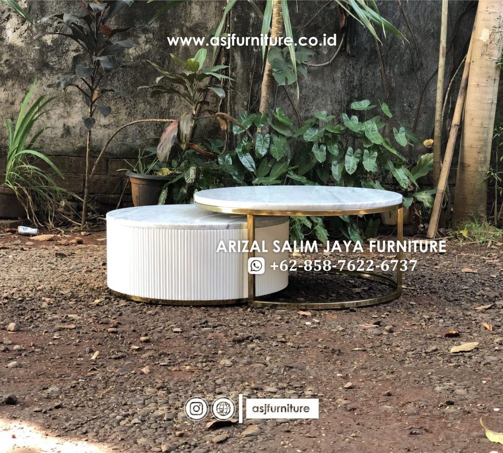 Meja Tamu Stainless Marmer Modern