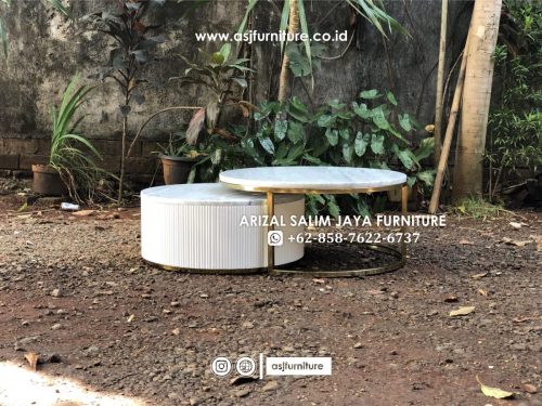 Meja Tamu Stainless Marmer Modern