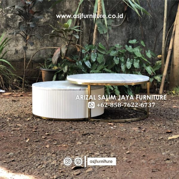 Meja Tamu Stainless Marmer Modern