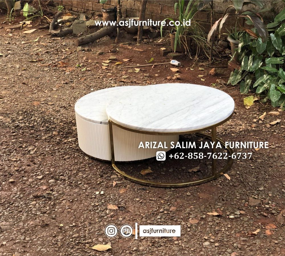 Meja Tamu Stainless Marmer Modern