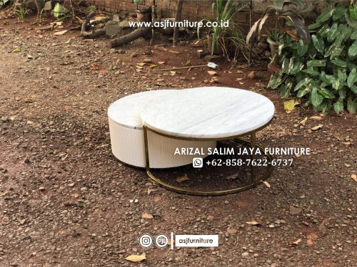 Meja Tamu Stainless Marmer Modern