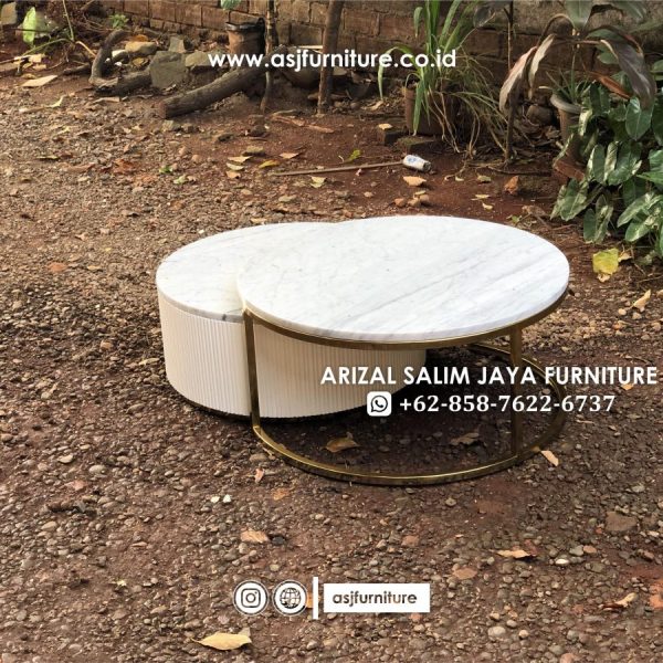 Meja Tamu Stainless Marmer Modern