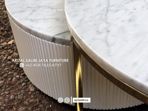 Meja Tamu Stainless Marmer Modern