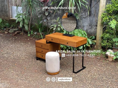 Set Meja Rias Jati Minimalis Kaki Besi