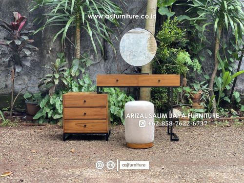 Set Meja Rias Jati Minimalis Kaki Besi