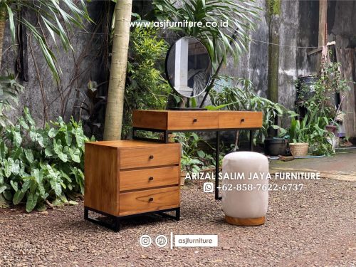Set Meja Rias Jati Minimalis Kaki Besi