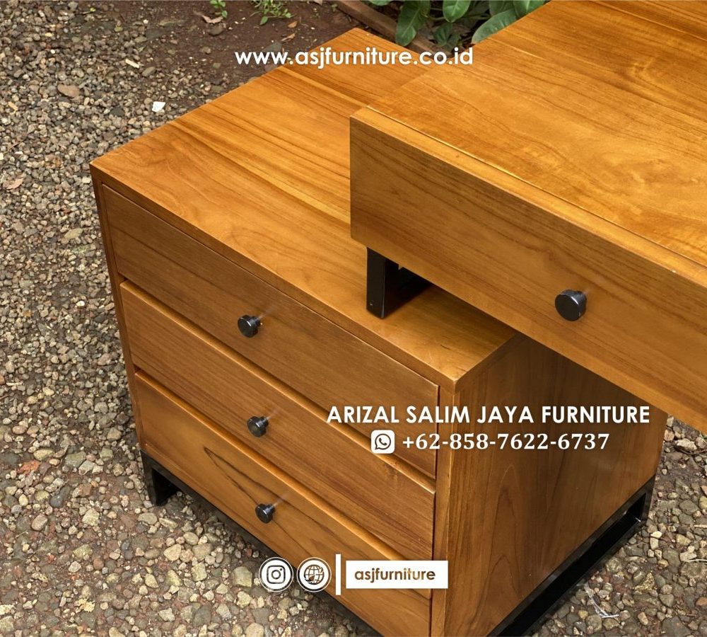 Set Meja Rias Jati Minimalis Kaki Besi