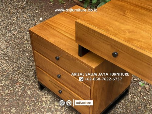 Set Meja Rias Jati Minimalis Kaki Besi