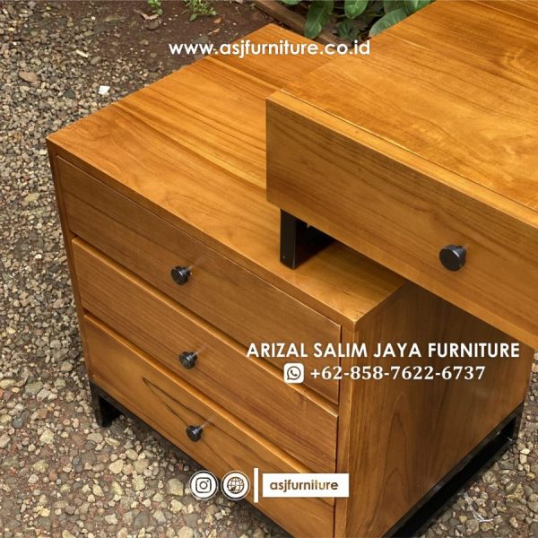 Set Meja Rias Jati Minimalis Kaki Besi