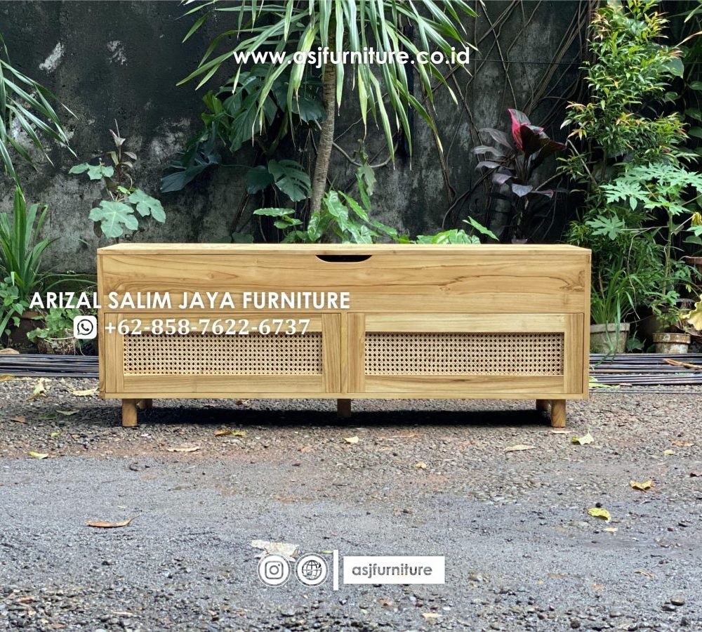 Tempat Sepatu Jati Rotan Minimalis