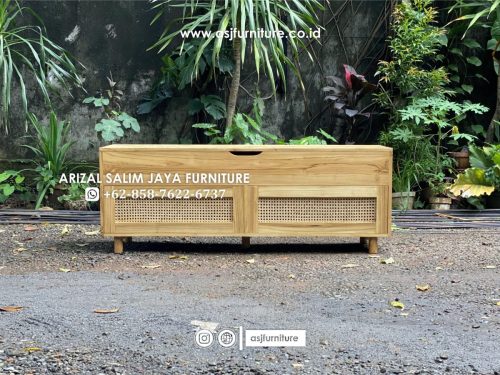Tempat Sepatu Jati Rotan Minimalis
