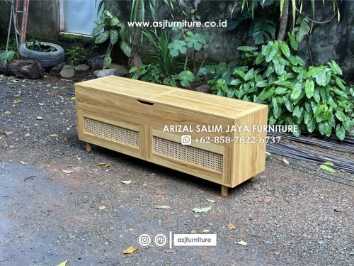Tempat Sepatu Jati Rotan Minimalis