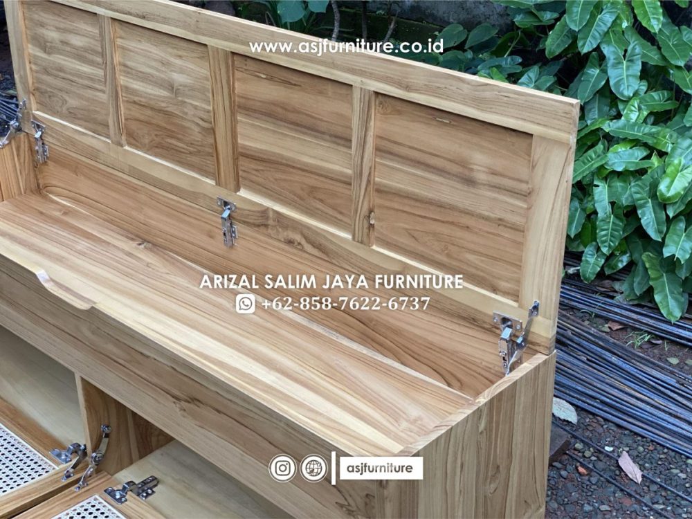 Tempat Sepatu Jati Rotan Minimalis