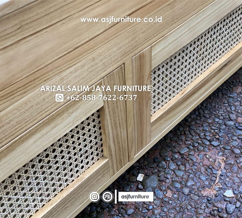 Tempat Sepatu Jati Rotan Minimalis
